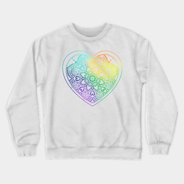 Mandala heart and zentangle patterns rainbow Crewneck Sweatshirt by AudreyJanvier